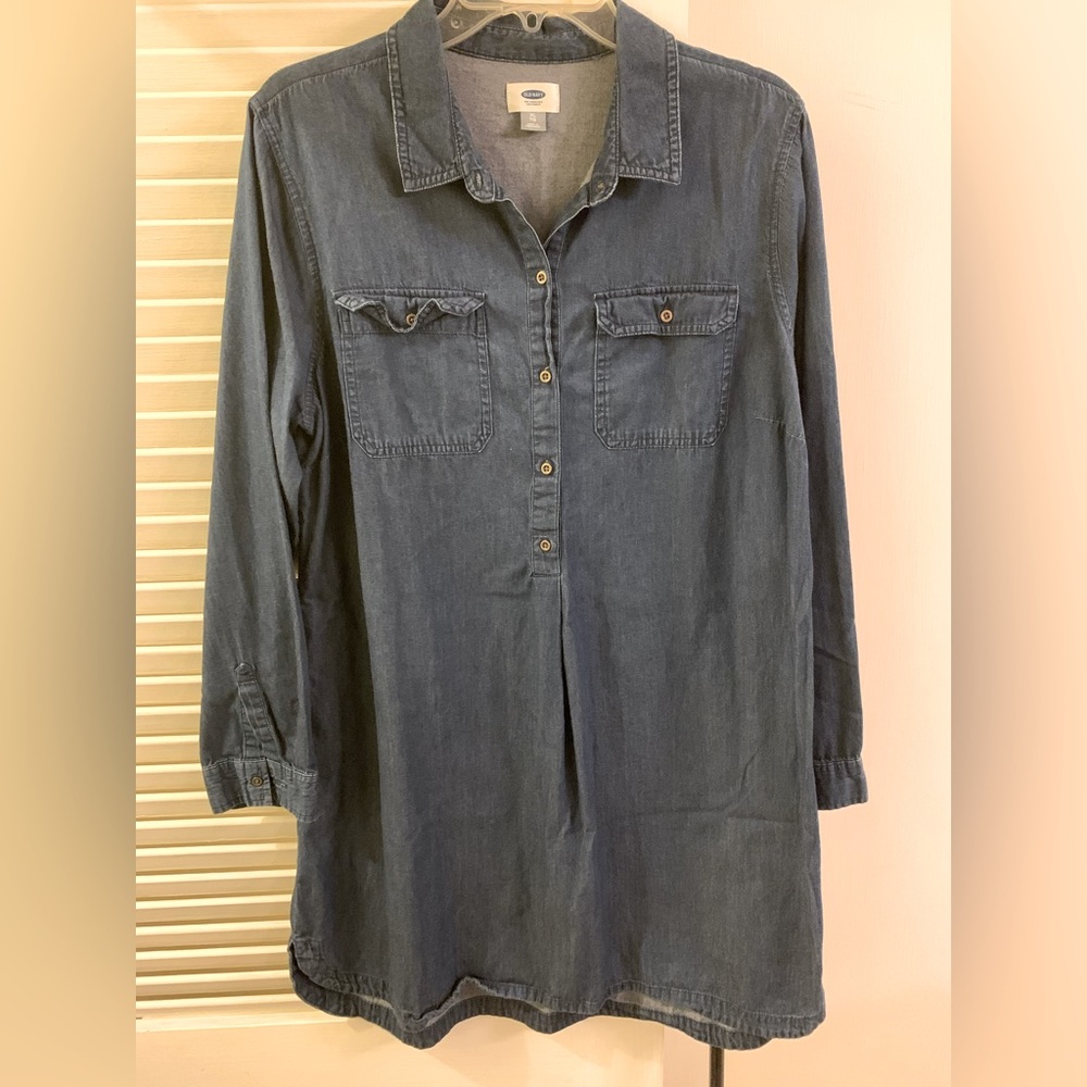 Old Navy GUC Dark Blue Denim Chambray Shirt Dress, Size XL